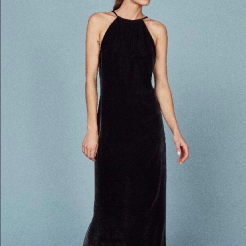 Reformation Irving Dress Velvet High Neck